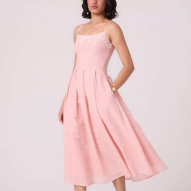 Ai Pink Embroidered Handwoven Dress