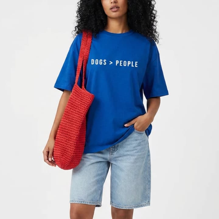 Dogs > People Blue Oversized Tee