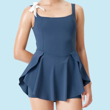 Navy Swirl Swim Dress