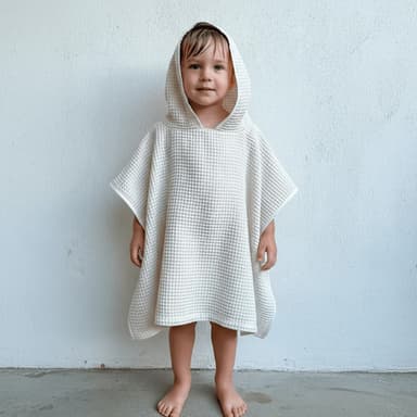 Handwoven Waffle Hooded Poncho Set