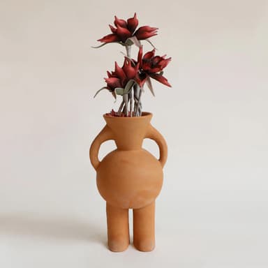V-Neck Two-Legged Terracotta Vase