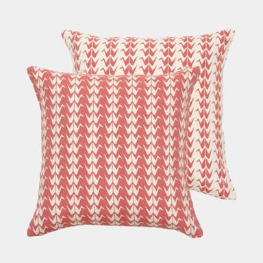 Coral Crane Woven Cushion Cover