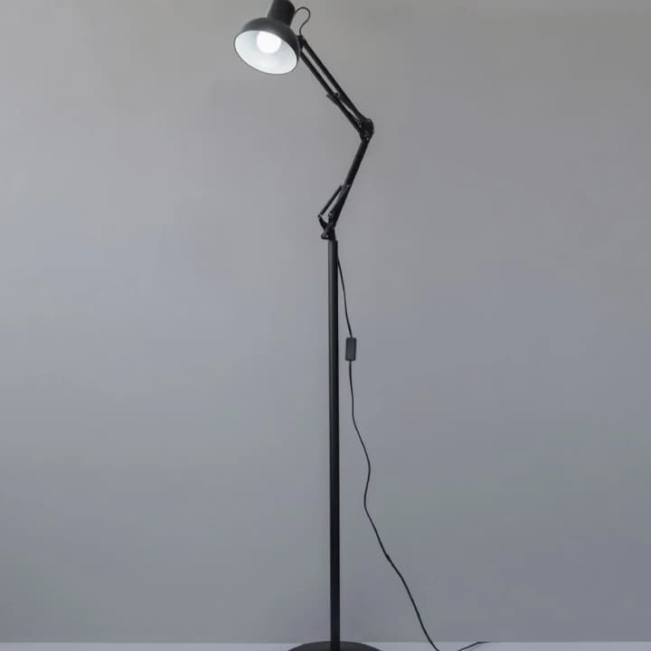 Flamingo Black Swing-Arm Floor Lamp