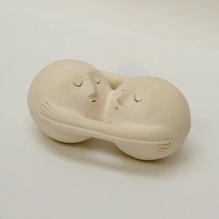 Big Hug Stoneware Clay Sculpture