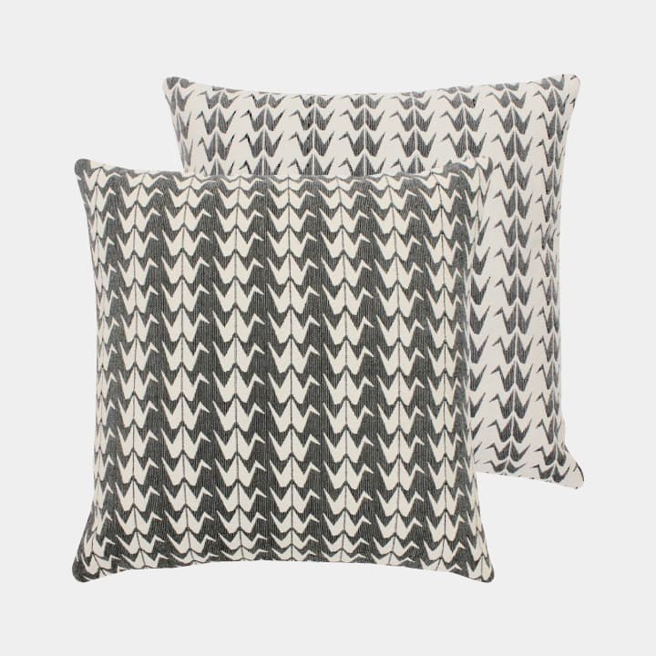 Grey Crane Woven Cushion Cover