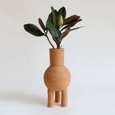 Three-Legged Terracotta Ripple Vase