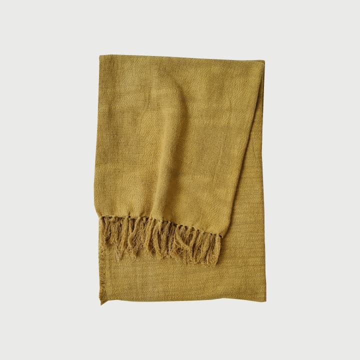 Handloom Cotton Slub Ochre Throw