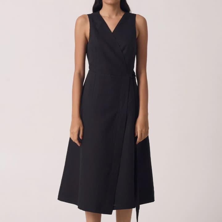 Arandi Black Wrap Dress