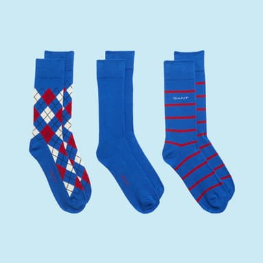 Men's Blue Argyle Striped Socks