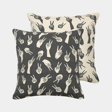 Peace Hands Woven Cushion Cover